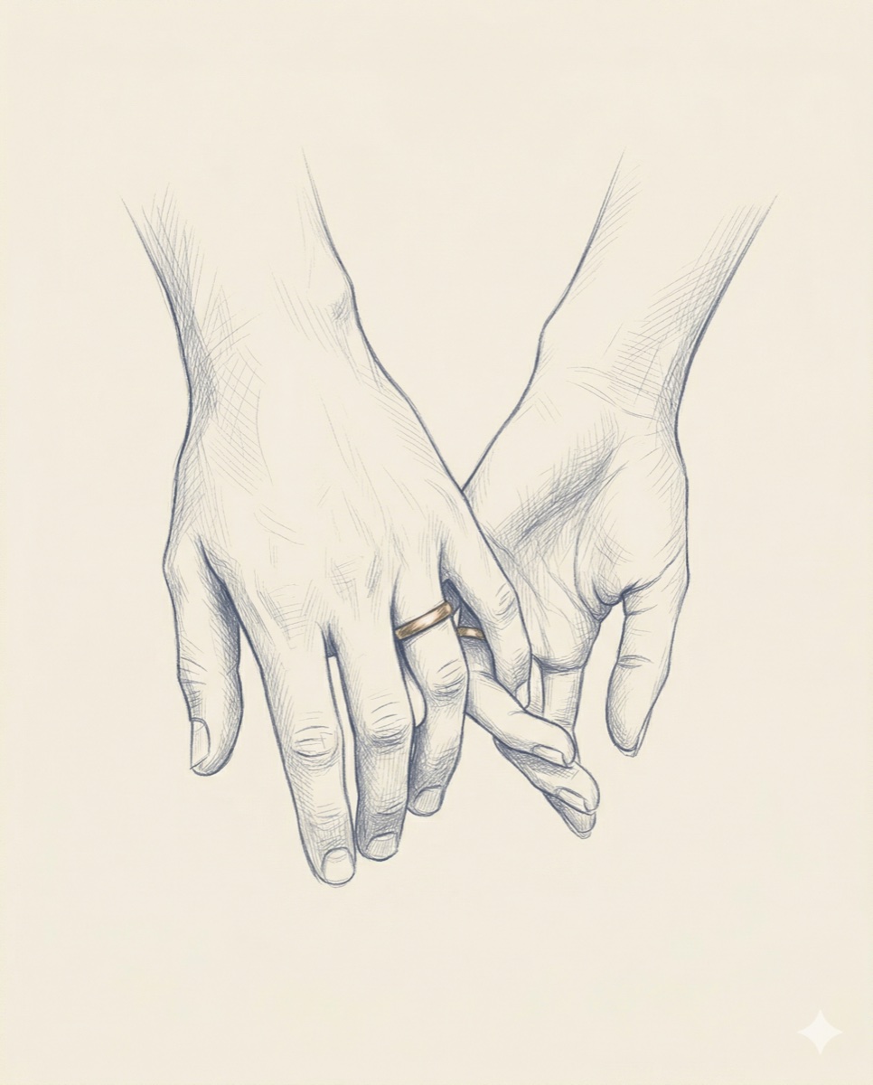 Bleistiftzeichnung: Die Hände