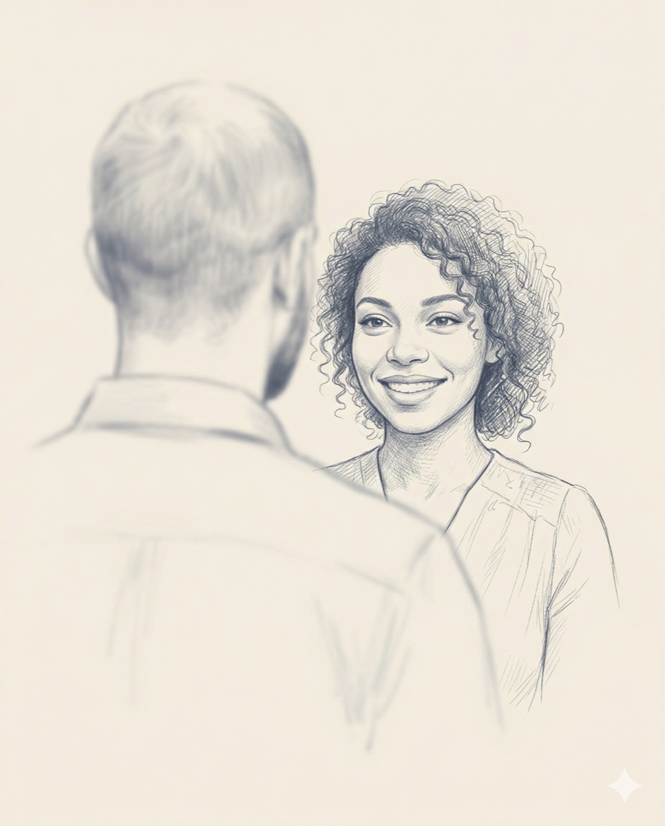 Bleistiftzeichnung: Sein Blick